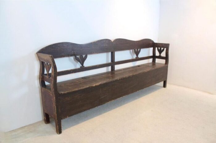 german carved country farmhouse bench in oak 7289