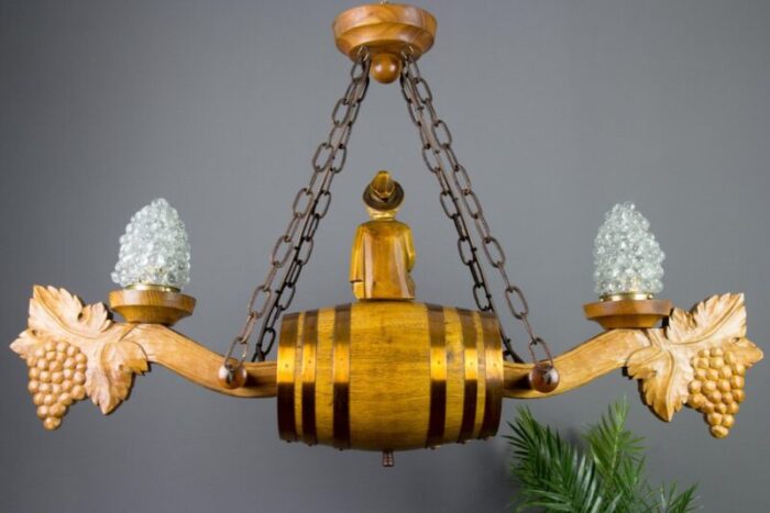 german carved wood two light wine cellar chandelier 11