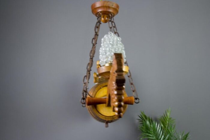 german carved wood two light wine cellar chandelier 14