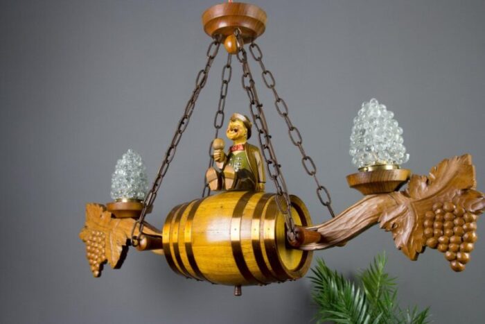 german carved wood two light wine cellar chandelier 15