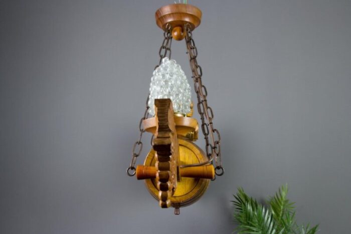 german carved wood two light wine cellar chandelier 9