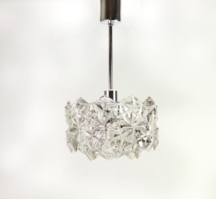 german chrome and crystal glass chandelier from kinkeldey 1970s 2