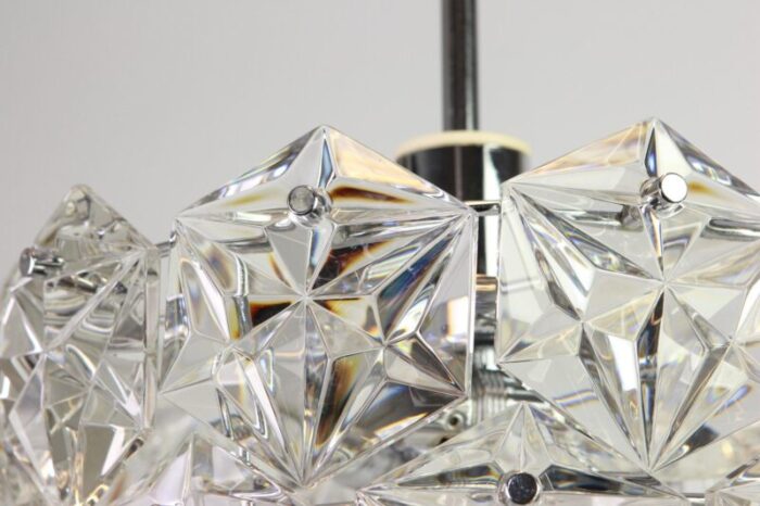 german chrome and crystal glass chandelier from kinkeldey 1970s 3