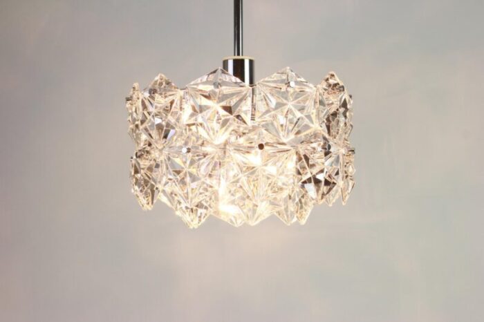 german chrome and crystal glass chandelier from kinkeldey 1970s 4