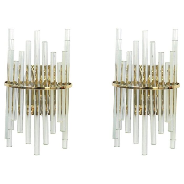 german crystal rods sconces by christoph palme 1970s 1