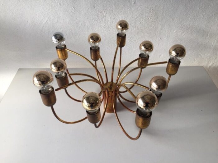 german full brass 10 arc shaped arms chandelier by cosack leuchten 1970s 2