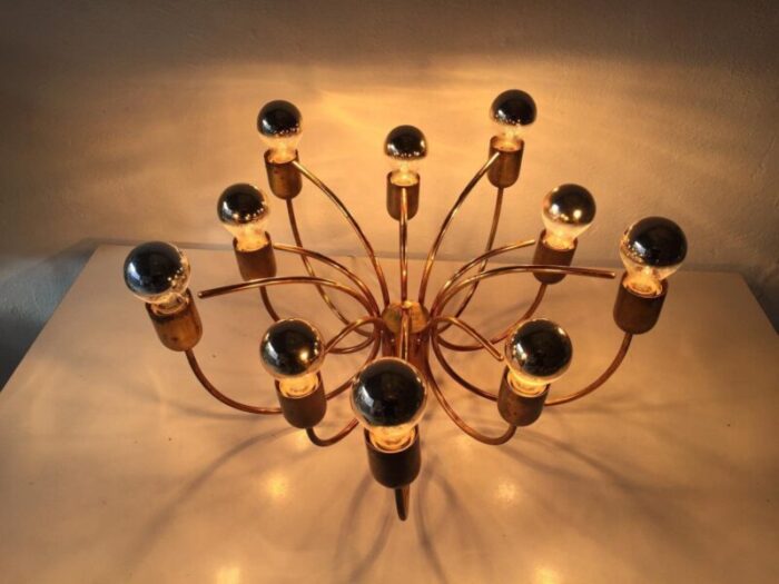 german full brass 10 arc shaped arms chandelier by cosack leuchten 1970s 3