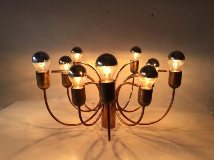 german full brass 10 arc shaped arms chandelier by cosack leuchten 1970s 4