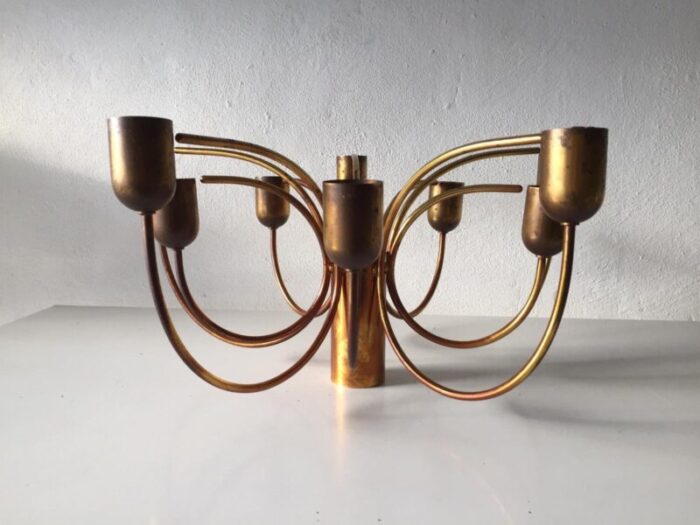 german full brass 10 arc shaped arms chandelier by cosack leuchten 1970s 5