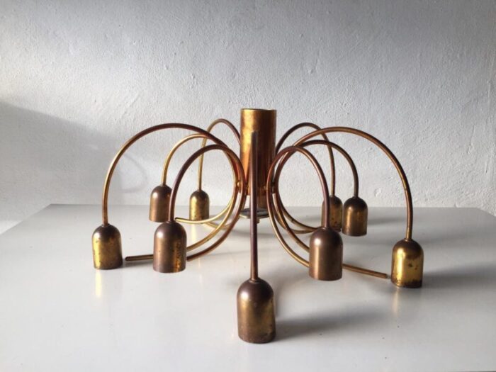 german full brass 10 arc shaped arms chandelier by cosack leuchten 1970s 6