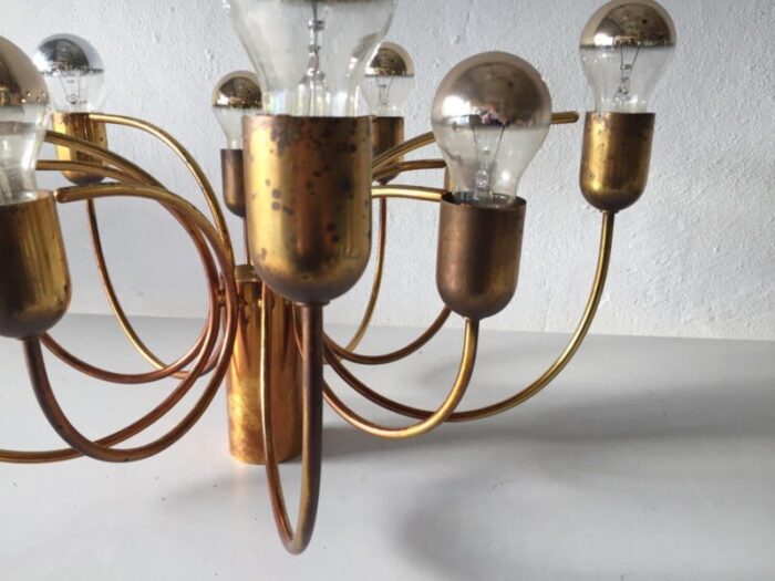 german full brass 10 arc shaped arms chandelier by cosack leuchten 1970s 8