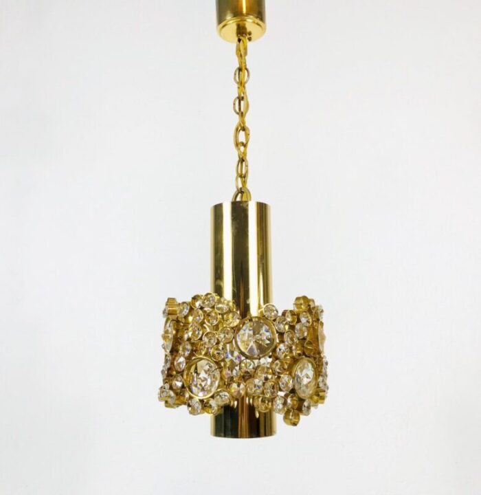 german gilt brass and crystal glass chandeliers by palwa 1970s set of 2 15