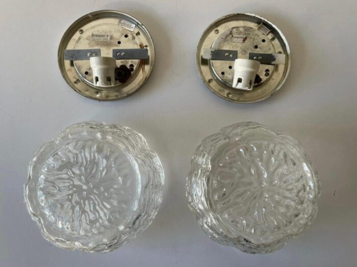 german glass sconces or ceiling lamps from limburg 1960s 8