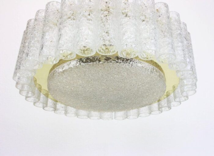 german murano glass tubes chandelier with brass surround from doria 1960s 2