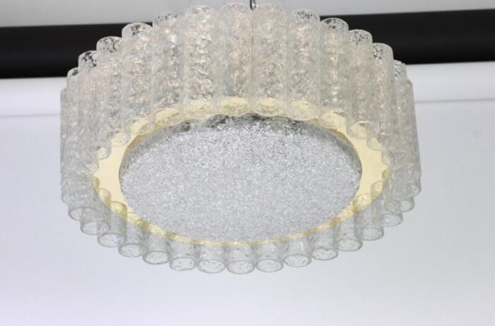 german murano glass tubes chandelier with brass surround from doria 1960s 3