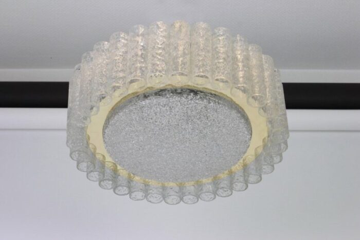 german murano glass tubes chandelier with brass surround from doria 1960s 4