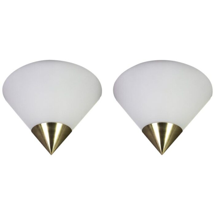 german opal glass sconces by limburg set of 2 1