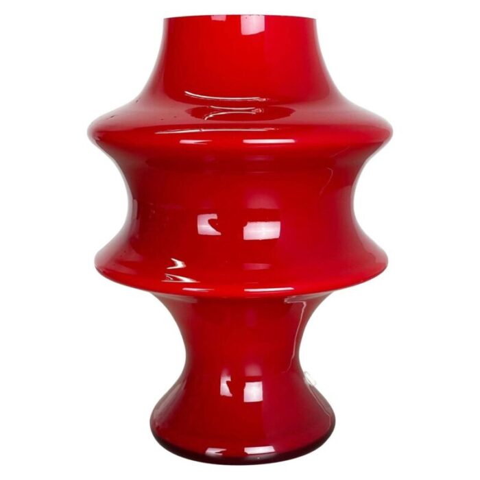 german red glass table mushroom desktop light from hustadt lights 1970s 1