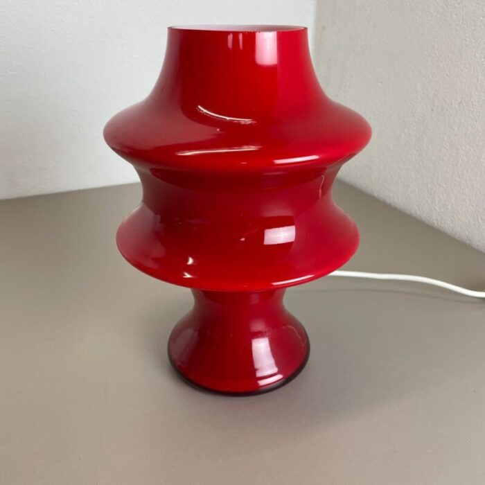 german red glass table mushroom desktop light from hustadt lights 1970s 14