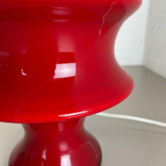 german red glass table mushroom desktop light from hustadt lights 1970s 16