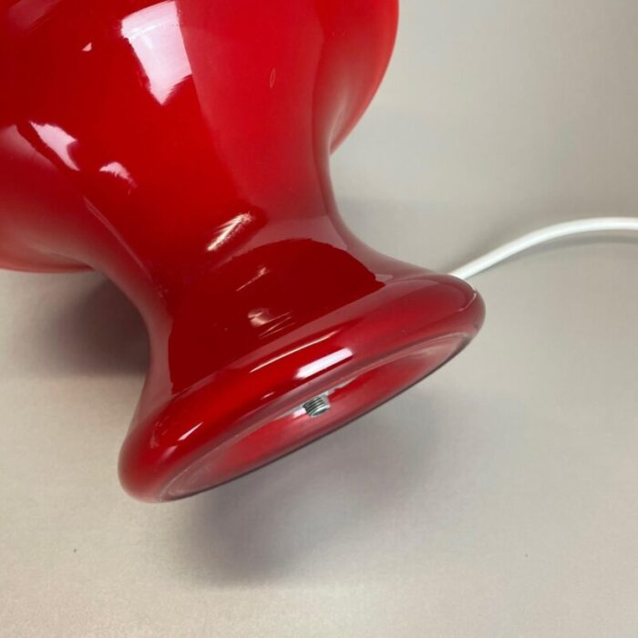 german red glass table mushroom desktop light from hustadt lights 1970s 18