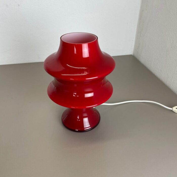 german red glass table mushroom desktop light from hustadt lights 1970s 2