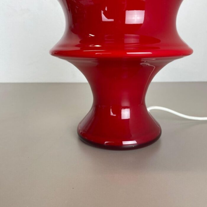 german red glass table mushroom desktop light from hustadt lights 1970s 4