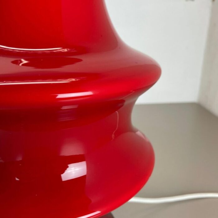 german red glass table mushroom desktop light from hustadt lights 1970s 7