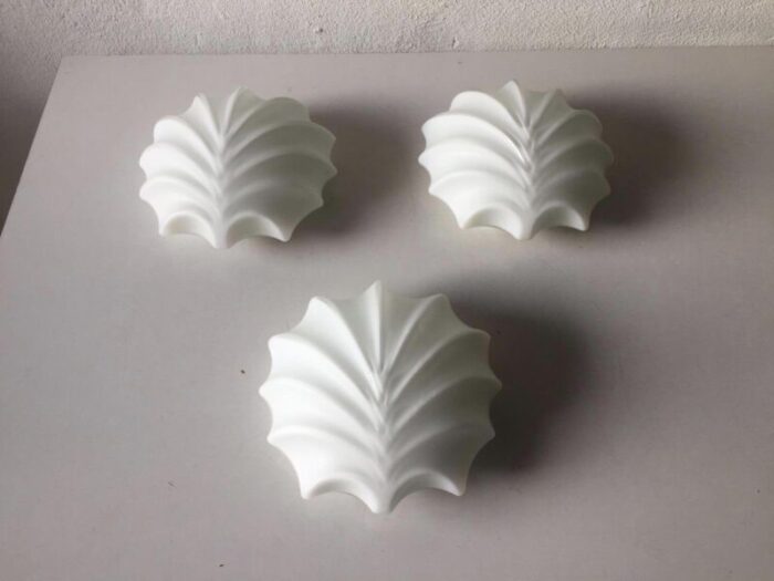 german shell design opaline glass sconces 1960s set of 3 1