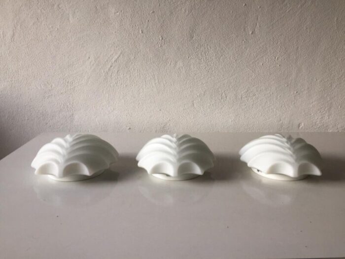 german shell design opaline glass sconces 1960s set of 3 10