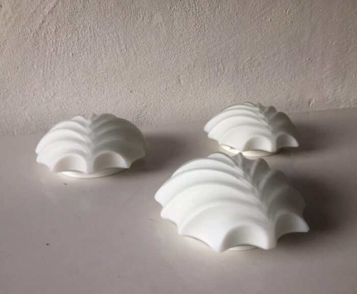 german shell design opaline glass sconces 1960s set of 3 2