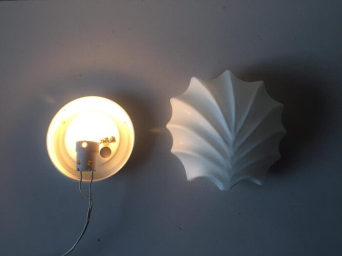 german shell design opaline glass sconces 1960s set of 3 5