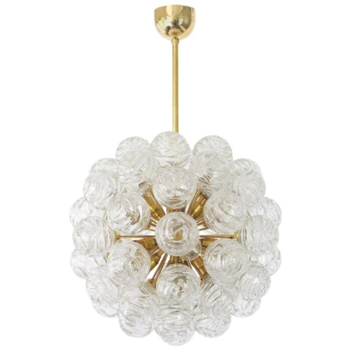 german sputnik chandelier with snow glass ball from doria 1970s 1