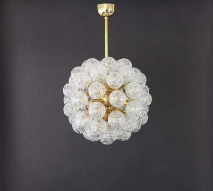 german sputnik chandelier with snow glass ball from doria 1970s 8