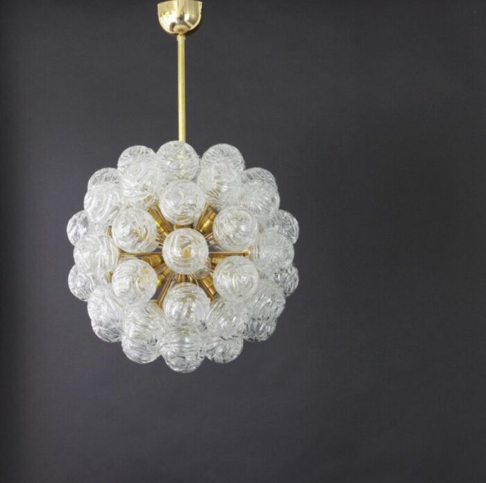 german sputnik chandelier with snow glass ball from doria 1970s 9