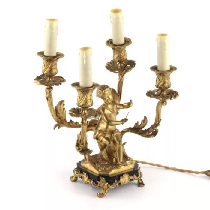 gilded bronze lamp with cupids playing music set of 2 4