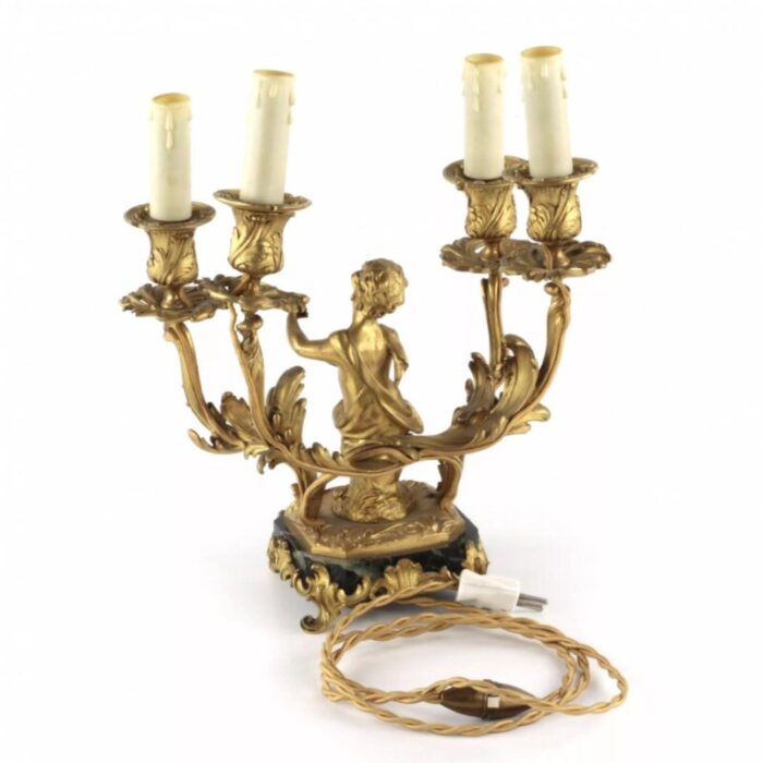 gilded bronze lamp with cupids playing music set of 2 6