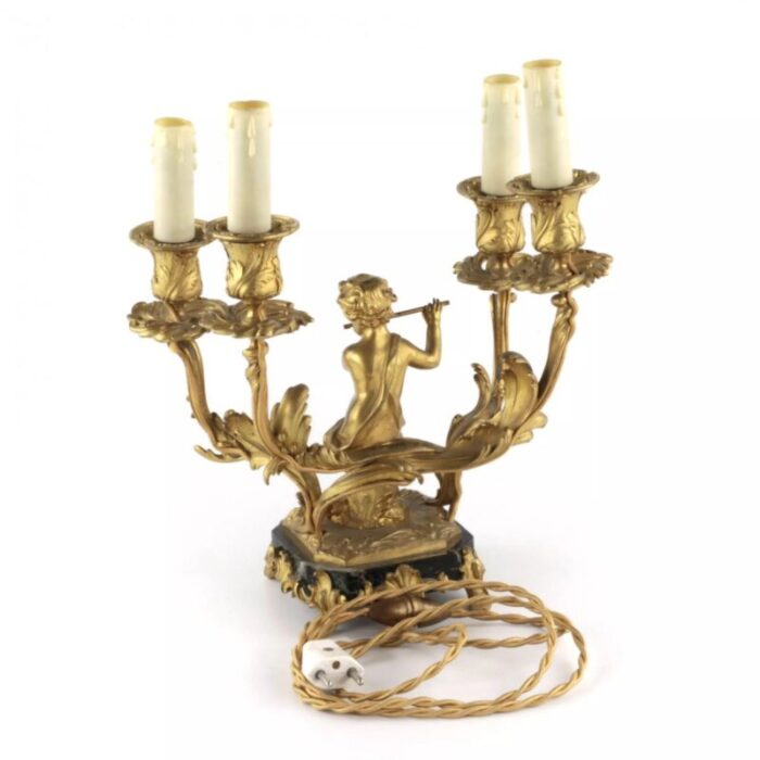 gilded bronze lamp with cupids playing music set of 2 9