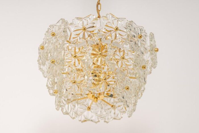 gilt brass and crystal glass chandelier germany 1970s 10