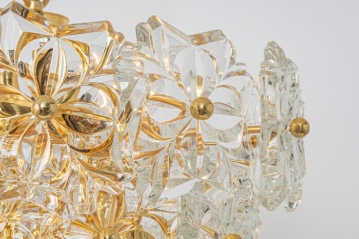 gilt brass and crystal glass chandelier germany 1970s 3