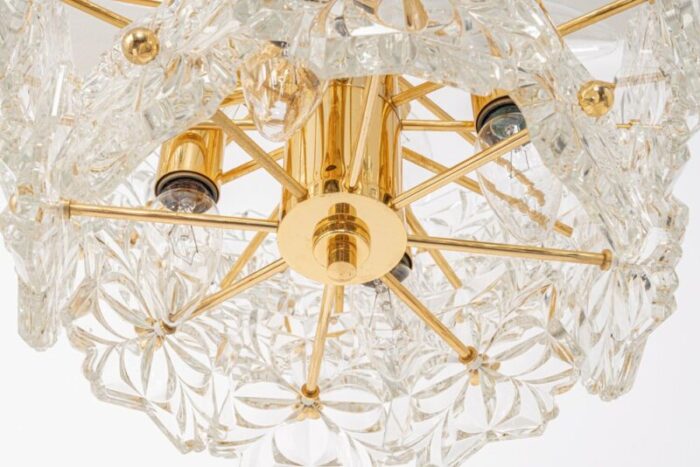 gilt brass and crystal glass chandelier germany 1970s 8