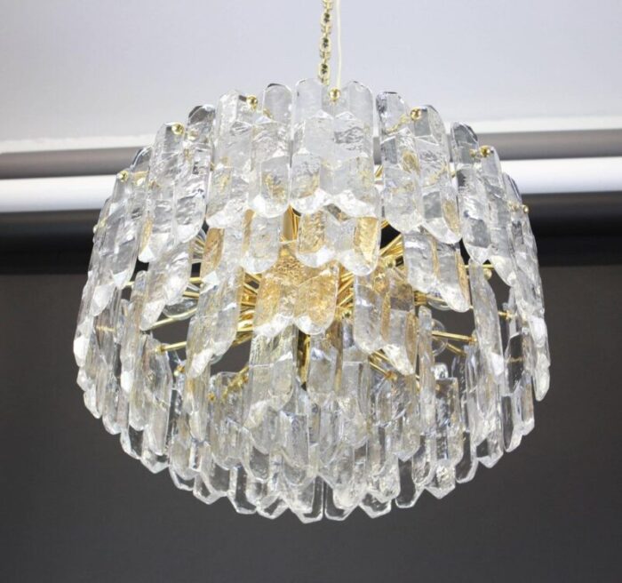 gilt brass crystal glass light fixture from kalmar austria 1970 5