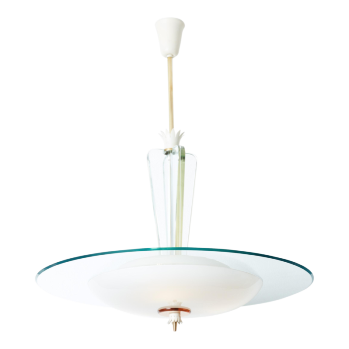 gio ponti for fontana arte brass crystal frosted glass chandelier 1938 0765