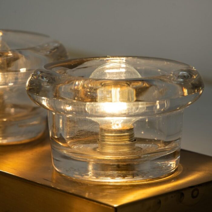 glass brass wall sconces from cosack germany 1970s 12