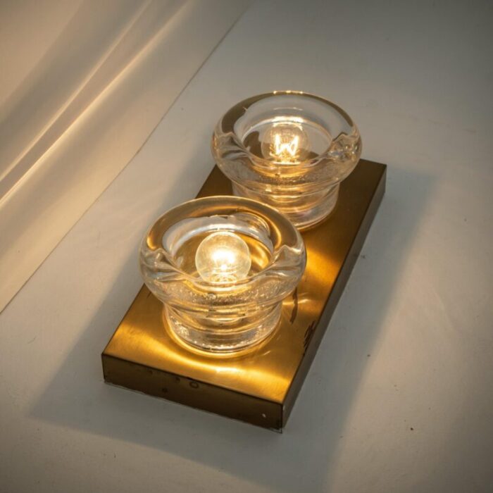 glass brass wall sconces from cosack germany 1970s 19