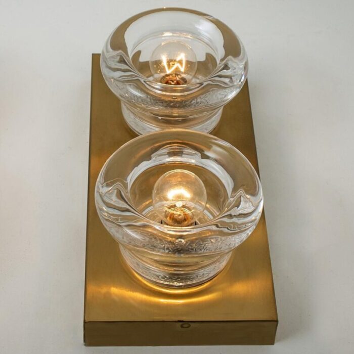 glass brass wall sconces from cosack germany 1970s 20