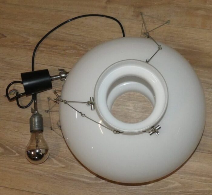 glass dome ceiling light in white chrome 1970s 8