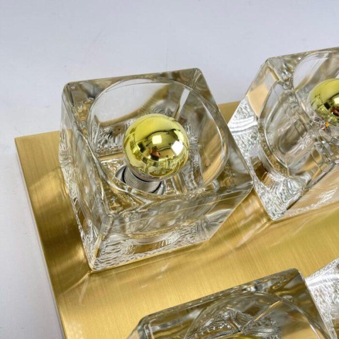 glass ice cube flushmount attributed to peill and putzler 1970s 0831