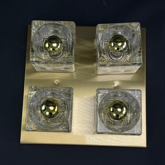 glass ice cube flushmount attributed to peill and putzler 1970s 2045