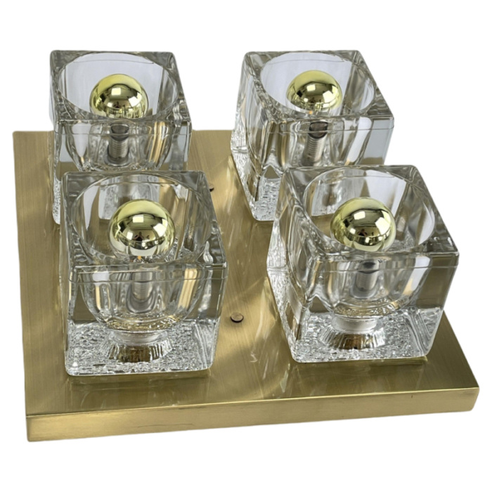 glass ice cube flushmount attributed to peill and putzler 1970s 2586